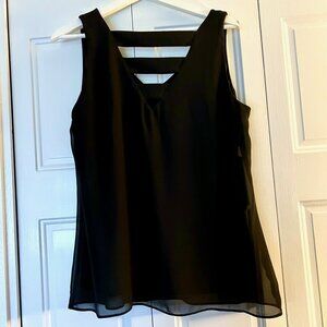 Thalia & Sodi - Gauze Black Ruffle Shirt Sleeveless - Black Womens - Medium
